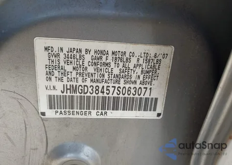 2007 Honda Fit z USA, uszkodzony, nr VIN JHMGD38457S063071